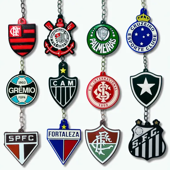 Chaveiros de Times de Futebol Emborrachados Brasileirão Copa do Brasil Presente Carro Chaves