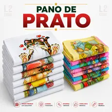 Kit 10 Pano De Prato Estampado com Bainha