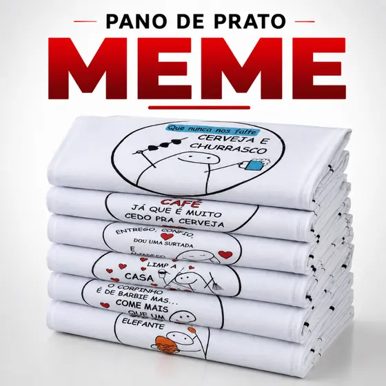 Kit 10 Panos de Prato Meme  40x68cm Estampas Sortidas