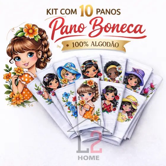 Kit 10 Panos De Prato Grande BONECA Artesanato