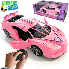 Carrinho de Controle Remoto Menina Abre a Porta Brinquedo Feminino Infantil