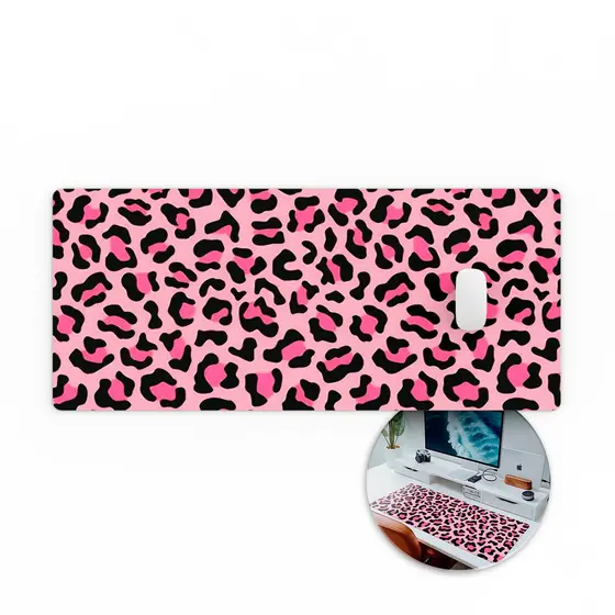 MousePad Grande Gamer Antiderrapante Onça 80x30 Borda Deskpad Mouse Pad Grande RGB