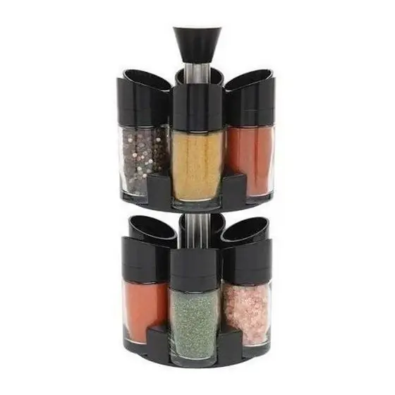 Conjunto Porta Temperos Giratório 12 Potes Acrílico Reforçad