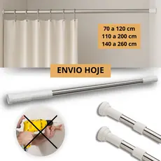 Varão Tubo Bastão Ajustável Barra Cortina Roupas Box Banheiro Extensível Divisória Lavanderia