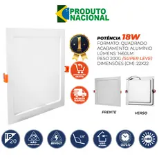 Painel Plafon Quadrado 18w 22X22 Cm Embutir Luminaria De Teto Palide