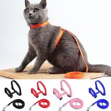 Peitoral Com Guia Para Gatos Pet Ajustável-Cores Sortidas