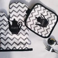 Kit Luva Termica Forno Fogão Cozinha Quente + Descanso De Panela