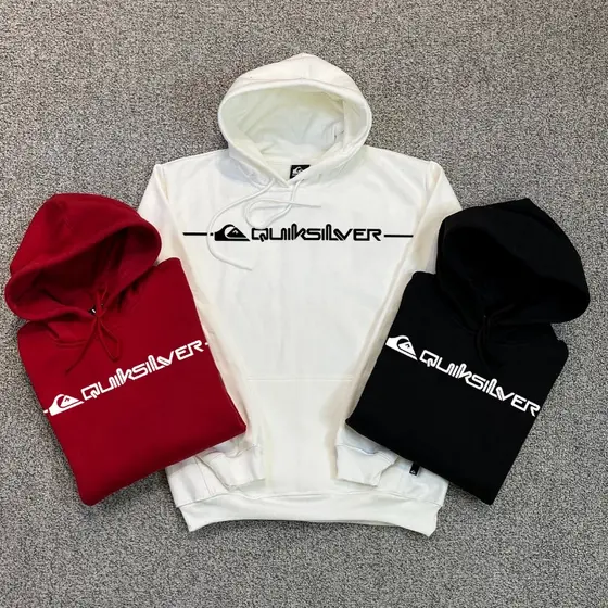 MOLETOM QUIKSILVER CANGURU Surfista Surf Surfando para onda silver em Algodão - Estilo e Conforto Unificados