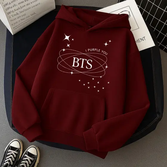 Moletom Feminino Com Capuz Flanelado Fofo BTS I Purple You Eu Te Roxo entrega em 24 hs unisex BTS