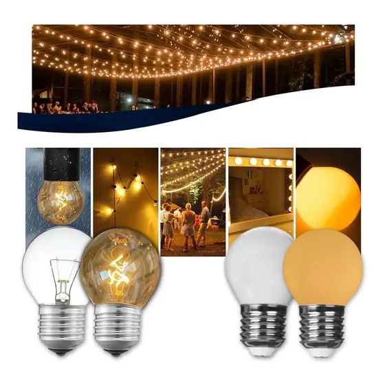 Lampada 15w  Bolinha Luz Amarela Incandescente Varal Luzes Cordão De Luzes Area Externa Eventos Rede