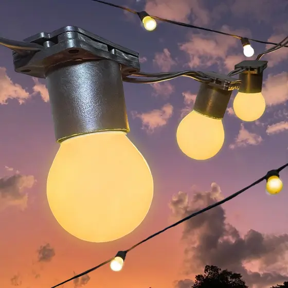 Varal Luzes Aljatec Até 25 metros Preto Lamp Leitosa 15w Area Externa Gambiarra Casamento Jardim