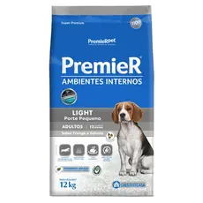 Ração Premier Ambientes Internos Light para Cães Adultos de Pequeno Porte Sabor Frango e Salmão - 12Kg
