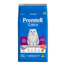 Ração Premier Ambientes Internos para Gatos Adultos com Pelos Longos Sabor Salmão - 7,5Kg