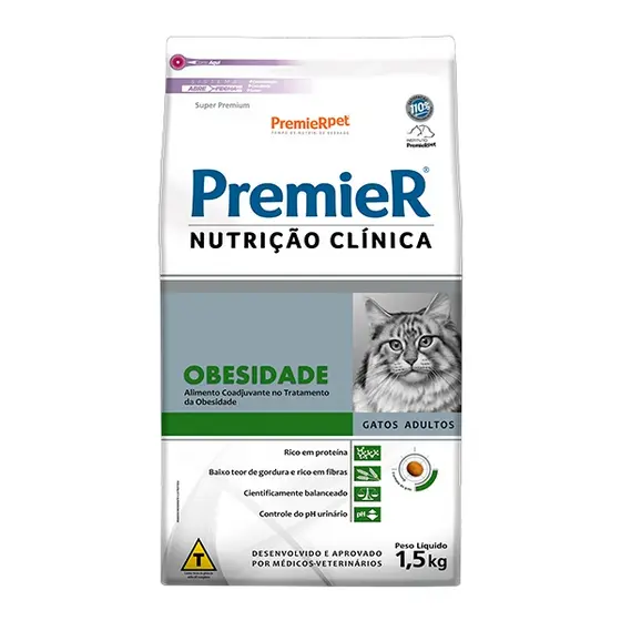 Ração Premier Nutrição Clínica Obesidade para Gatos Adultos - 1,5Kg