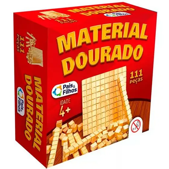 Jogo De Tabuleiro Material Dourado 111 Peças Educativo Didático