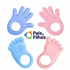 Kit 2 Mordedores Mãozinha e Pézinho- PAIS E FILHOS