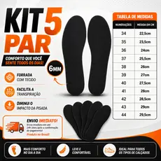 KIT 5 PAR DE PALMILHA EVA 6MM PARA TÊNIS,SAPATO,BOTA,CHUTEIRA,SAPATILHA MACIA,CONFORTAVEL FEMININO E MASCULINO DO 34-44