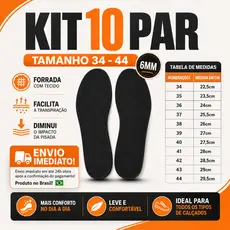 KIT 10 PAR DE PALMILHA EVA 6MM PARA TÊNIS,SAPATO,BOTA,CHUTEIRA,SAPATILHA MACIA,CONFORTAVEL FEMININO E MASCULINO DO 34-44