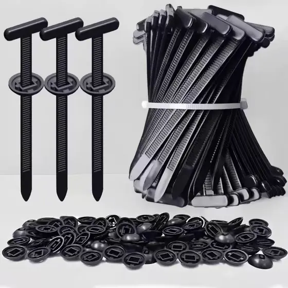 Jogo 100 Abraçadeira de Nylon Plástica Automática Tipo T Universal Fixador Multiuso Fivela Carro Moto Casa