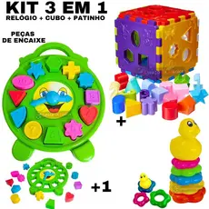 Kit Brinquedo Educativo Para Bebê  Empilhar Encaixar Montar