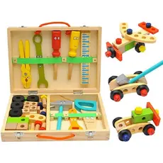 Brinquedo Educativo Kit De Ferramentas Infantil Montessori Desenvolvimento 34 Peças Em Madeira