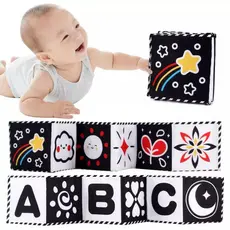 Livro Para Bebê De Pano Macio Montessori Alto Contraste Livrinho Preto e Branco Sensorial Primeira Infancia