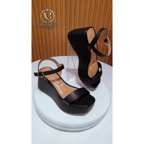 Sandália Preta Plataforma Sandália Preta Casual Anabela Sandália Preta Feminina Vizzano