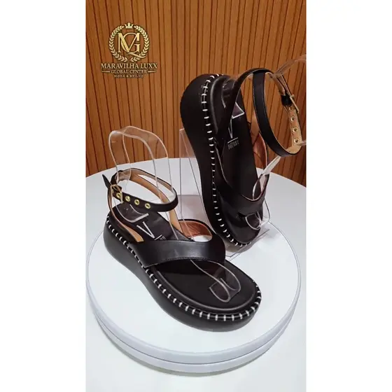 Sandália Birken Preta Vizzano Sandália Preta de Dedo Flatform Sandália Preta Anabela Sandália Preta Feminina Vizzano