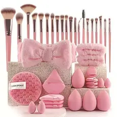 Conjunto 34/41/47 Pincéis De Maquiagem Profissional com esponja de maquiagem COM BOLSA 025-013/014