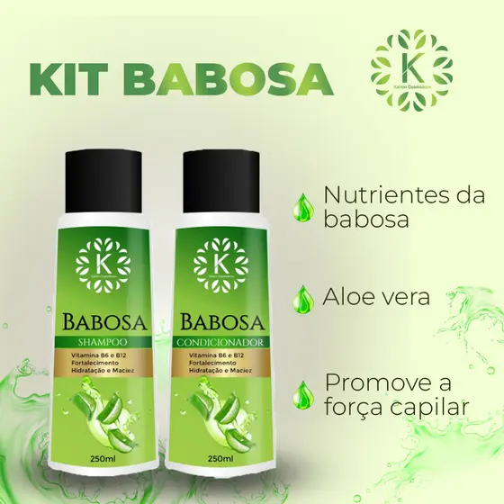 Kit Shampoo e Condicionador de Babosa Aloe Vera com Shampoo e Condicionador 250ml Kairon Cosméticos