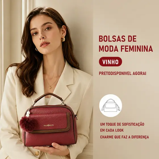 JAMI JAMI Bolsa Grande de Ombro Transversal com Alça Lateral Feminina de Couro PU TM9090