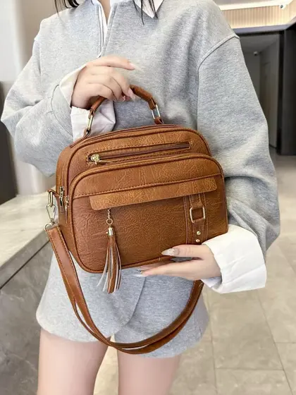 JAMI JAMI Bolsa Feminina com Alça Lateral Transversal Faixa de Mão de Couro S2420
