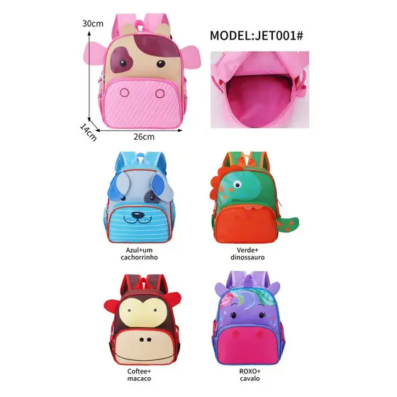 JAMI JAMI Mochila Escolar Infantil Menino Menina Dinossauro Animal Desenho F01  JET001  JET002 