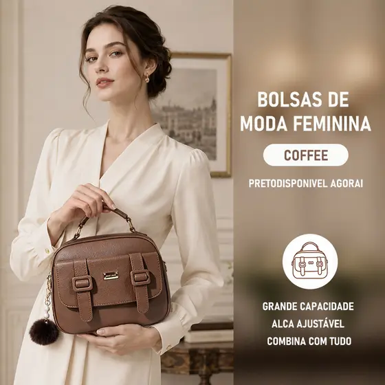 JAMI JAMI Bolsa Feminina com Alça Lateral Transversal Faixa de Mão de Couro B736