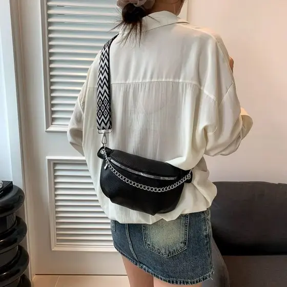 JAMI JAMI Bolsa Feminina com Alça Lateral Transversal Corrente de Couro BT109