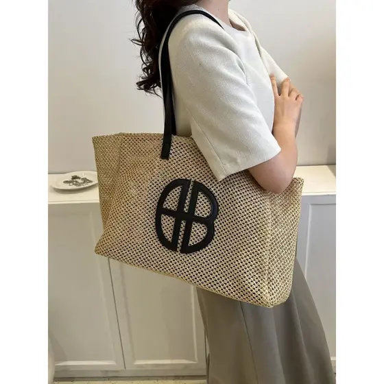 JAMI JAMI Bolsa Feminina Praia Palha com Alça Lateral Transversal de Ombro 5761