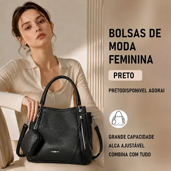 JAMI JAMI Bolsa Mochila Feminina Grande De Ombro Com Alça Transversal De Couro PU TM9034