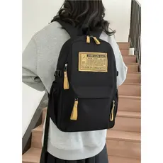 JAMI JAMI Mochila Retrô Americana Impermeável para Escolar com Vários Compartimentos Resistente e Unissex X236