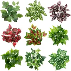 7 Cabeças Verde plantas artificial decoração Home Garden DIY Potted Flower Arranjo planta falsa