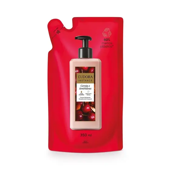 Eudora Instance Refil Creme Hidratante Desodorante Corporal Cereja e Amêndoas 350ml
