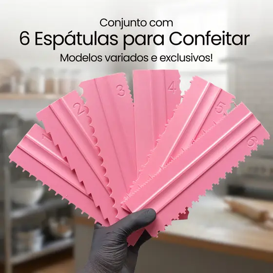 Kit 6 Espátula Decorativa 23cm Grande Bolo Confeiteiro