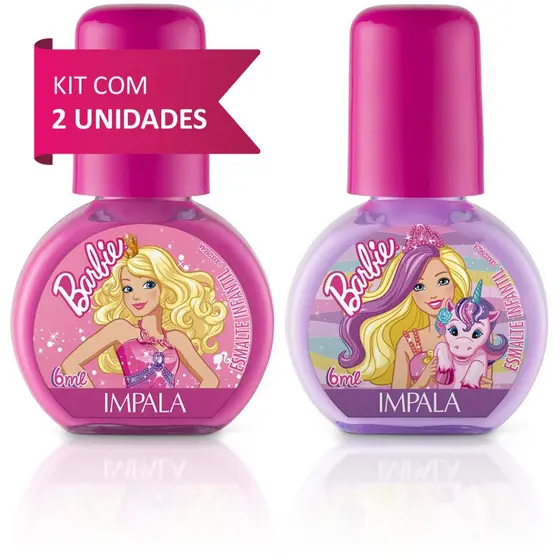 Esmalte Infantil Barbie Impala à base de água Kit 2 cores para crianças