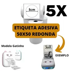 Etiqueta Redonda 5cm Para Mini Impressora Gatinho - 5 Rolos