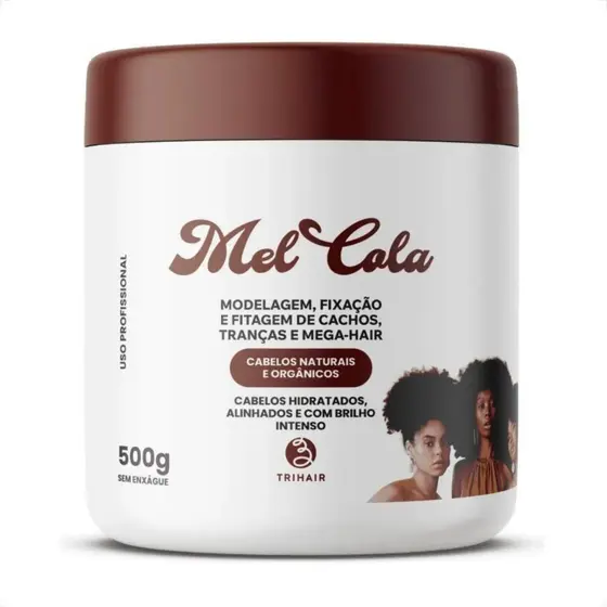 Trihair - Mel cola para Cachos Naturais e Orgânicos - 500g - Modelador - Finalizador - Fitagem