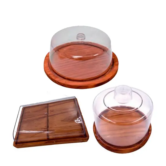 OFERTA 8.8 KIT 3pçs Café da Manhã, Porta Frios MEDIO (21X16,5CM), Queijeira e Boleira Madeira RUSTICO Cozinha