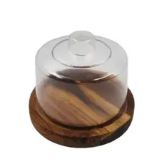 OFERTA 9.9 Queijeira em Madeira Especial TECA (14cm) com tampa de Acrilico