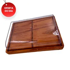 OFERTA Porta Queijos, Presunto, Frios Médio Madeira (21X16,5CM) RUSTICA tampa de acrílico