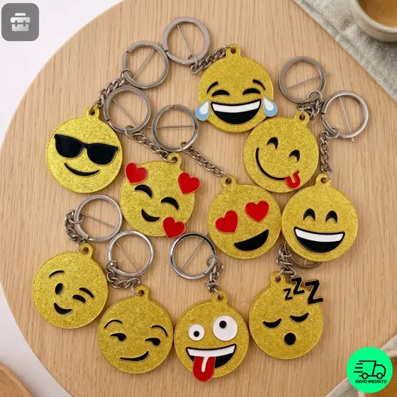 Chaveiro Emoji Kit Lembrancinha Chaveirinho Texturizado Modelo Emoticon Whatsapp Tema Festa Aniversário