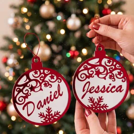 Bola de Natal Personalizada 3D com Nome Enfeite de Árvore Premium Luxo 10cm