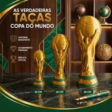 Réplica Taça Copa do Mundo FIFA 15-20-25cm Decoração Futebol